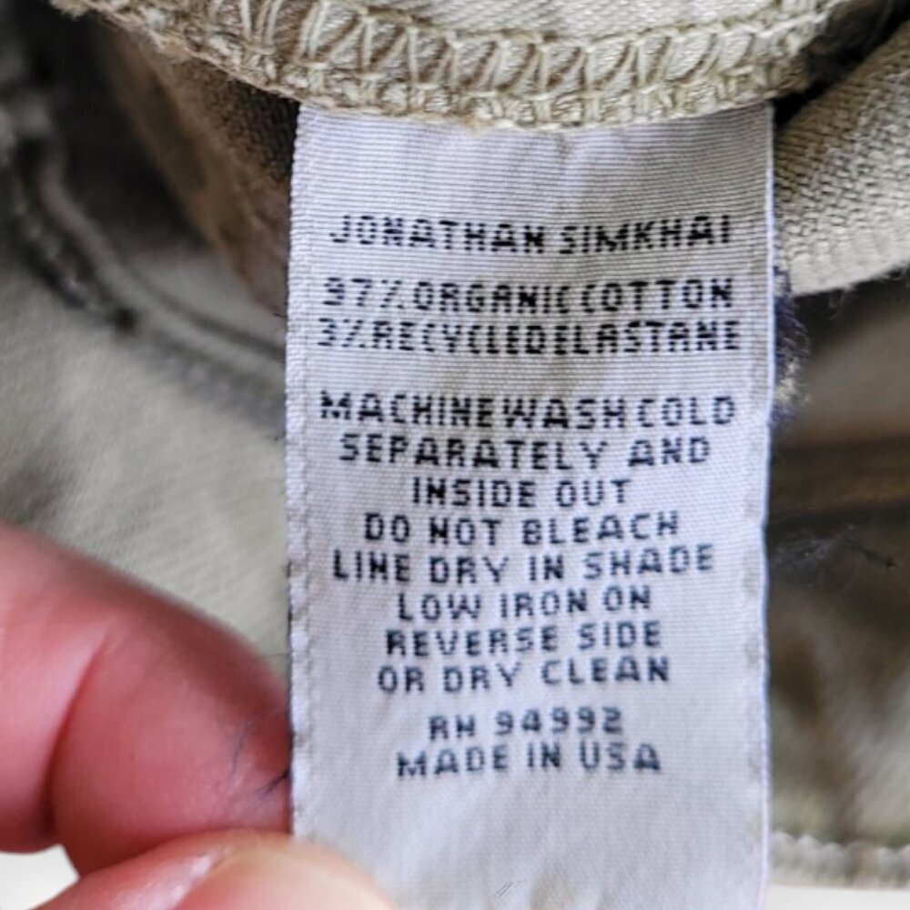 Jonathan Simkhai Green High Rise Frayed Hem Straight Leg Eco-Friendly Jeans 25 - Picture 14 of 16